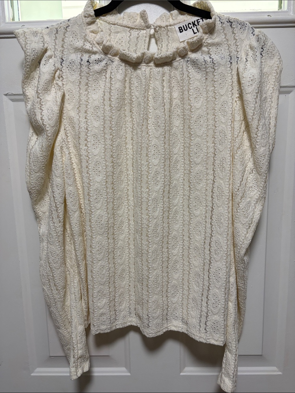 Cream Lace-Texture Women's Sweater